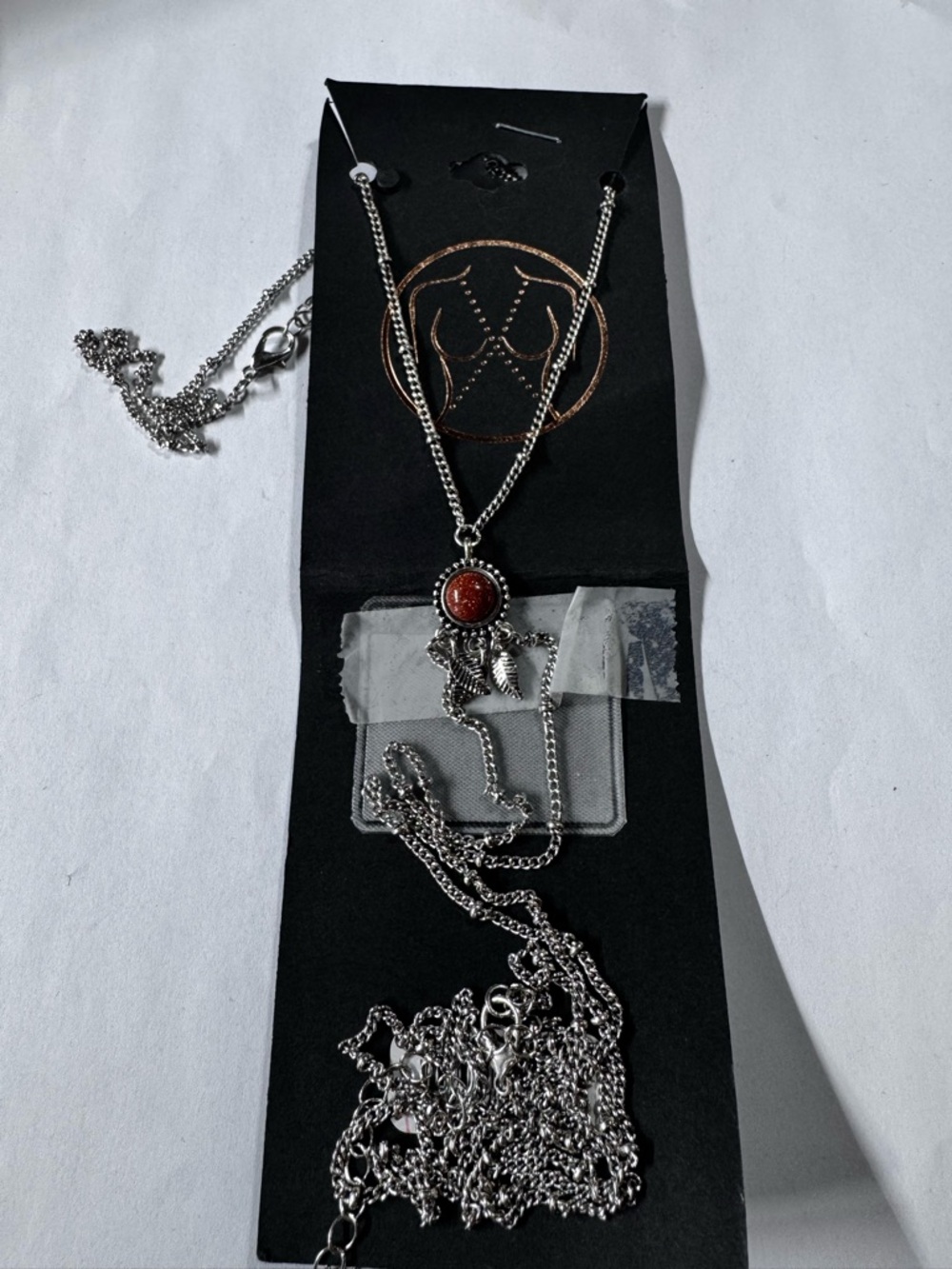 Shyanne Silver-Tone Body Chain with Red Stone Center - Picture 4 of 4